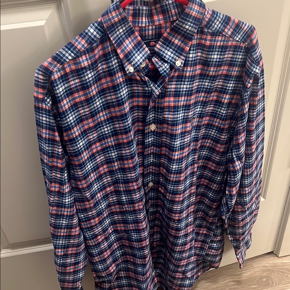 Men's Plaid Shirt - Red and Blue